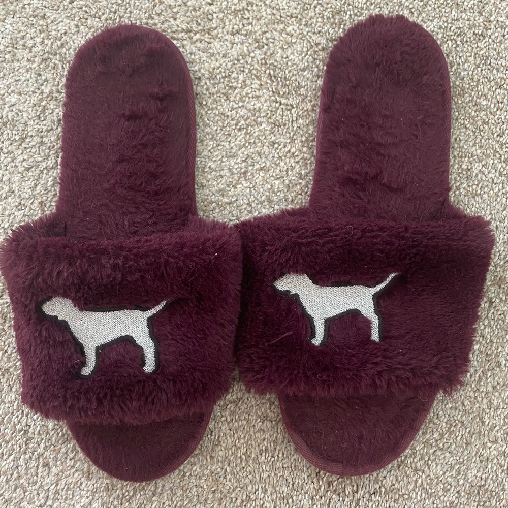 COPY - VS pink plush purple slippers